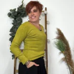 Pull col V laine et cachemire femme TRICOTONIC T40 - vert-anis - 40