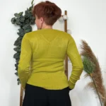 Pull col V laine et cachemire femme TRICOTONIC T40 - vert-anis - 40
