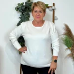 Pull col rond laine et cachemire femme TRICOTONIC T44 - ecru - 48
