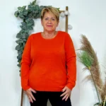 Pull col rond laine et cachemire femme TRICOTONIC T44 - orange-vif - 48