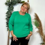 Pull col rond laine et cachemire femme TRICOTONIC T44 - vert-bresil - 48