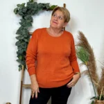 Pull col rond laine et cachemire femme TRICOTONIC T44 - rouille - 48
