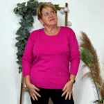 Pull col rond laine et cachemire femme TRICOTONIC T44 - fuchsia - 48