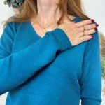 Pull col V laine et cachemire femme TRICOTONIC T40 - bleu-canard - 40