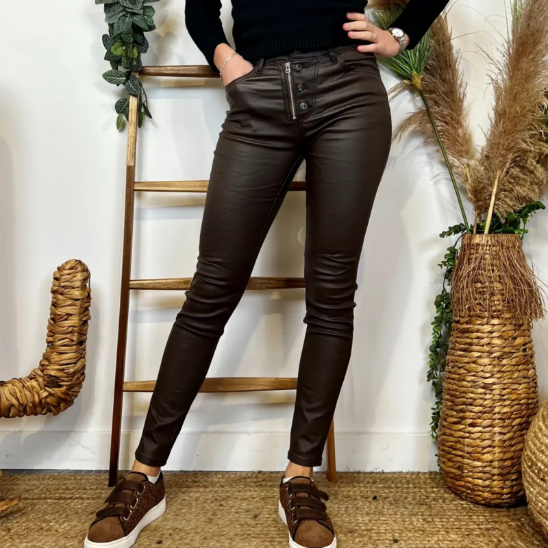 P068- Jean Enduit Melly&Co fourré (T34-T42) - marron - 42