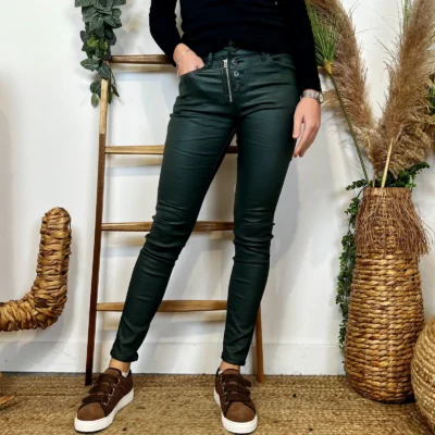 P068- Jean Enduit Melly&Co fourré (T34-T42) - vert-sapin - 42