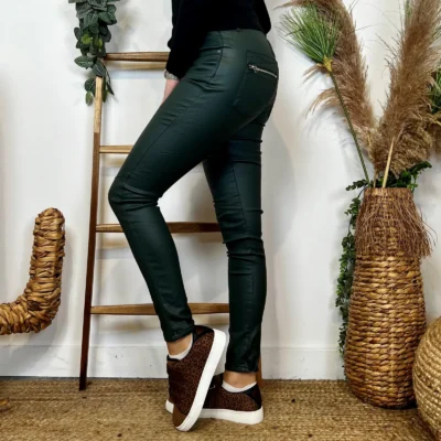 P068- Jean Enduit Melly&Co fourré (T34-T42) - vert-sapin - 42