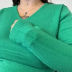 Pull col V laine et cachemire femme TRICOTONIC T38-T42 - vert-bresil - 42