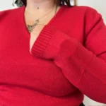 Pull col V laine et cachemire femme TRICOTONIC T38-T42 - rouge - 42