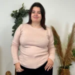 Pull col rond laine et cachemire femme TRICOTONIC T36-T42 - rose-poudre - 42