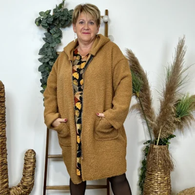 K997- Manteau Bouclette (Gt) 🇮🇹 - camel - taille-unique-grande-taille