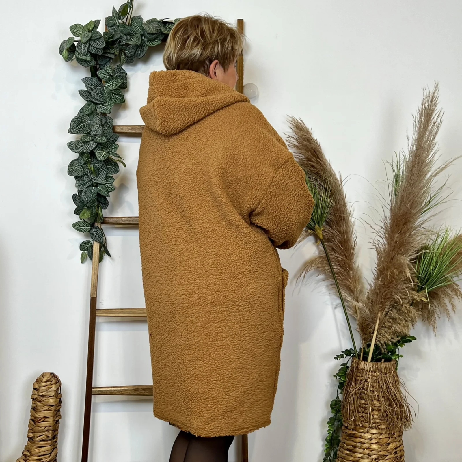 K997- Manteau Bouclette (Gt) 🇮🇹 - camel - taille-unique-grande-taille