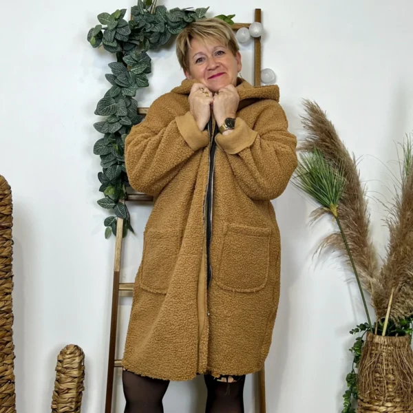 K997- Manteau Bouclette (Gt) 🇮🇹 - camel - taille-unique-grande-taille