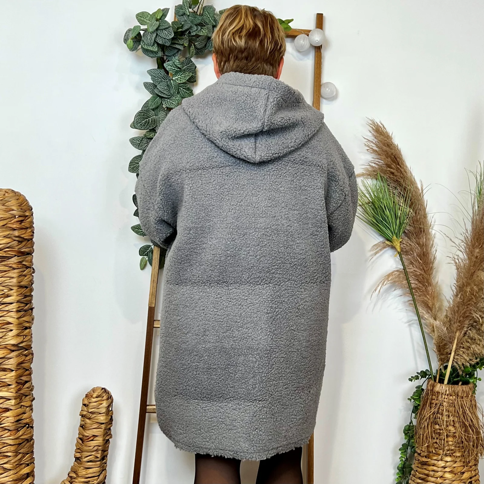 K997- Manteau Bouclette (Gt) 🇮🇹 - gris - taille-unique-grande-taille