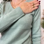 Pull col V laine et cachemire femme TRICOTONIC T40 - vert-celadon - 40