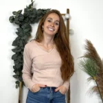 Pull col V laine et cachemire femme TRICOTONIC T40 - rose-poudre - 40