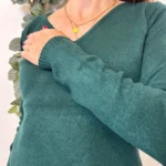 Pull col V laine et cachemire femme TRICOTONIC T40 - vert-sapin - 40