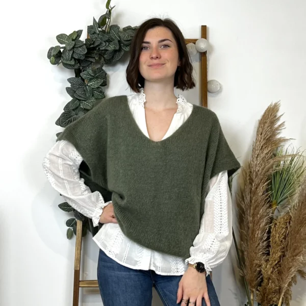 Z115- Pull Mohair (Tu) 🇮🇹 - kaki - taille-unique-grande-taille