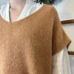 Pull femme col V maille douce « Tendance » - camel - taille-unique-grande-taille
