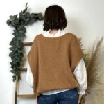 Pull femme col V maille douce « Tendance » - camel - taille-unique-grande-taille
