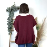Pull femme col V maille douce « Tendance » - bordeaux - taille-unique-grande-taille
