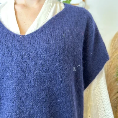 Z115- Pull Mohair (Tu) 🇮🇹 - marine - taille-unique-grande-taille