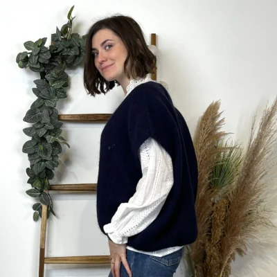 Z115- Pull Mohair (Tu) 🇮🇹 - marine - taille-unique-grande-taille