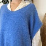 Pull femme col V maille douce « Tendance » - bleu-indigo - taille-unique-grande-taille