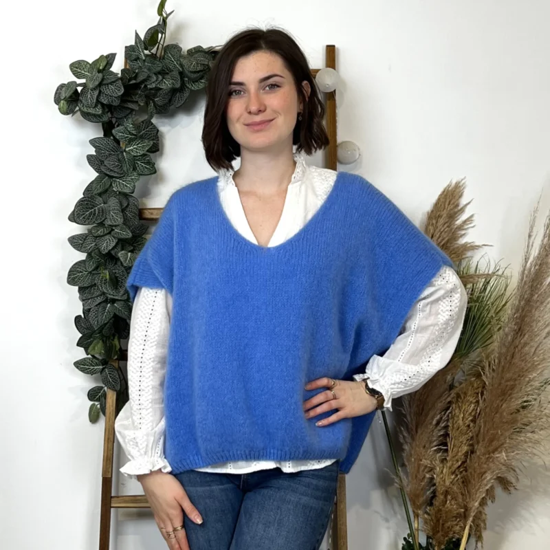 Pull loose Mohair " Made in Italie" - bleu-indigo - taille-unique-grande-taille