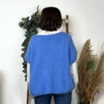 Pull femme col V maille douce « Tendance » - bleu-indigo - taille-unique-grande-taille