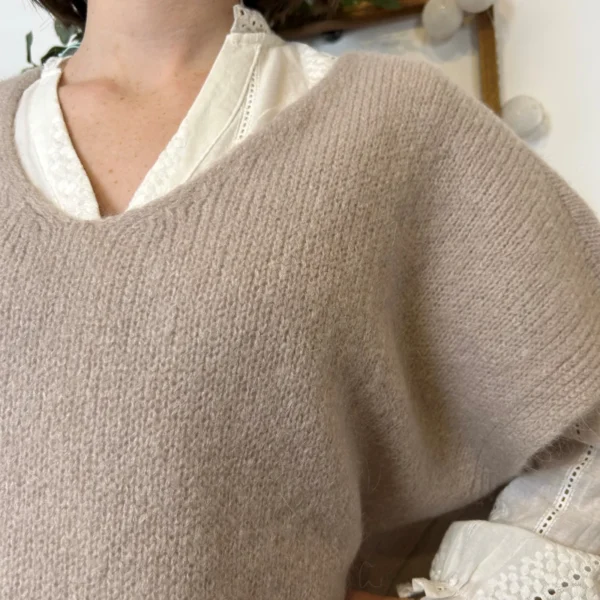 Z115- Pull Mohair (Tu) 🇮🇹 - beige - taille-unique-grande-taille