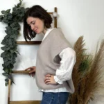 Pull femme col V maille douce « Tendance » - beige - taille-unique-grande-taille