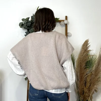 Z115- Pull Mohair (Tu) 🇮🇹 - beige - taille-unique-grande-taille