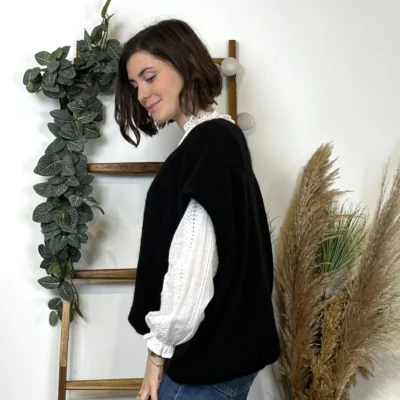 Z115- Pull Mohair (Tu) 🇮🇹 - noir - taille-unique-grande-taille