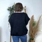 Pull femme col V maille douce « Tendance » - noir - taille-unique-grande-taille