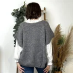 Pull femme col V maille douce « Tendance » - gris - taille-unique-grande-taille