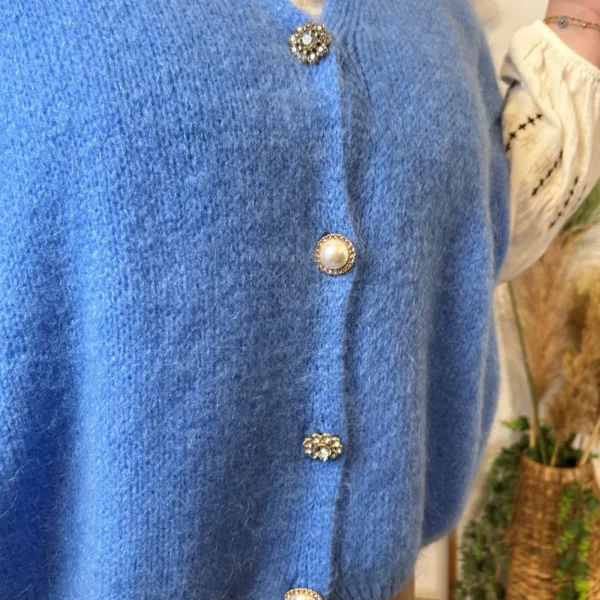 Z083- Gilet boutons fantaisies (Gu) - bleu-indigo - taille-unique-grande-taille