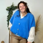 Gilet femme maille douce oversize col V - bleu-indigo - taille-unique-grande-taille