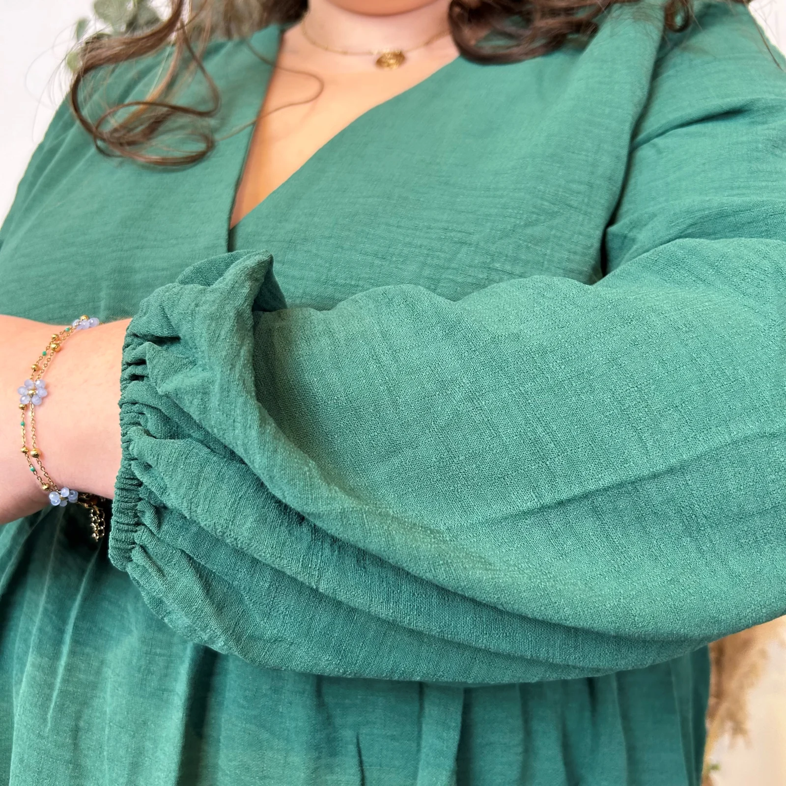 K795- Robe Maëlle unie (T40-T48) - vert-bresil - 48