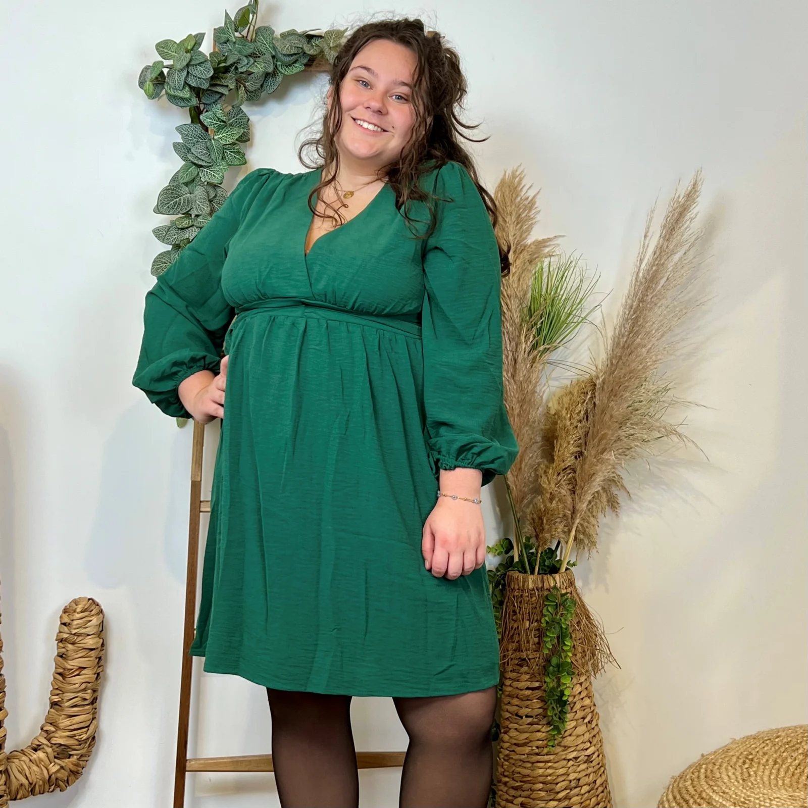 K795- Robe Maëlle unie (T40-T48) - vert-bresil - 48