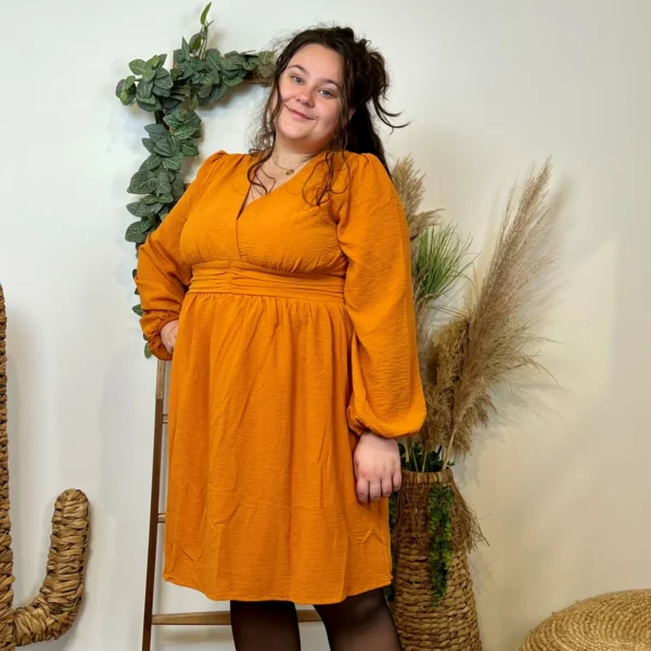 K795- Robe Maëlle unie (T40-T48) - moutarde - 48