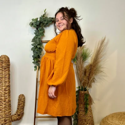 K795- Robe Maëlle unie (T40-T48) - moutarde - 48