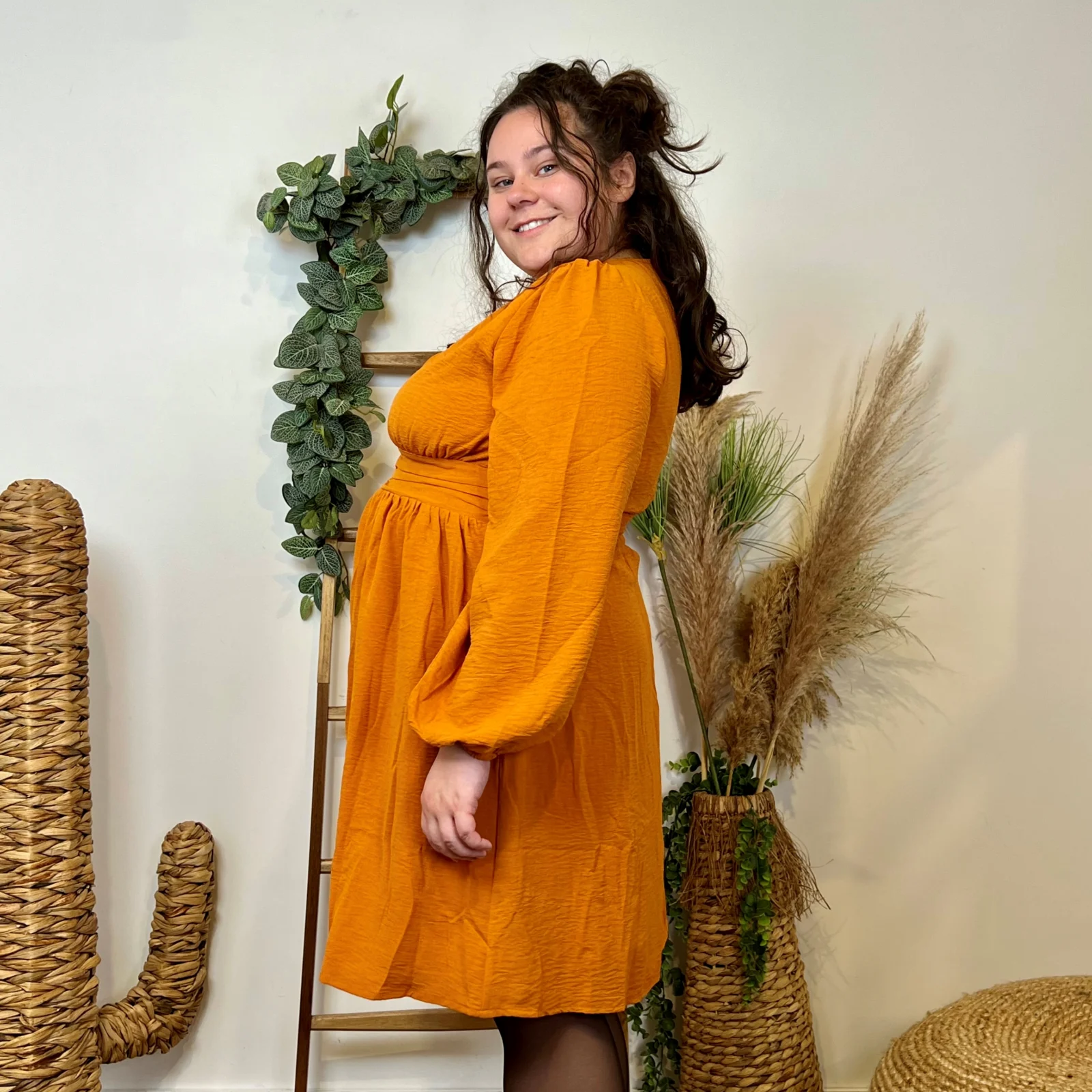 K795- Robe Maëlle unie (T40-T48) - moutarde - 48