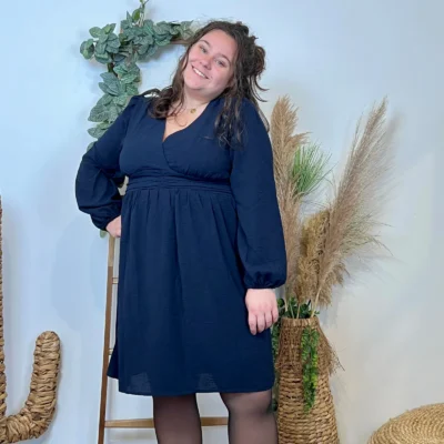 K795- Robe Maëlle unie (T40-T48) - marine - 48