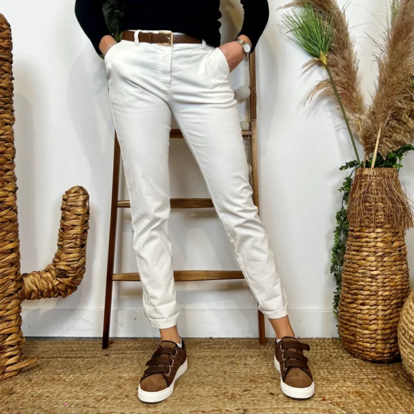 L804- Pantalon en velours (T36-T44) - ecru - 44