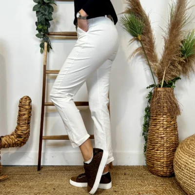 L804- Pantalon en velours (T36-T44) - ecru - 44