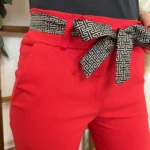 Pantalon stretch femme ceinture fantaisie T36-T50 - rouge - 50