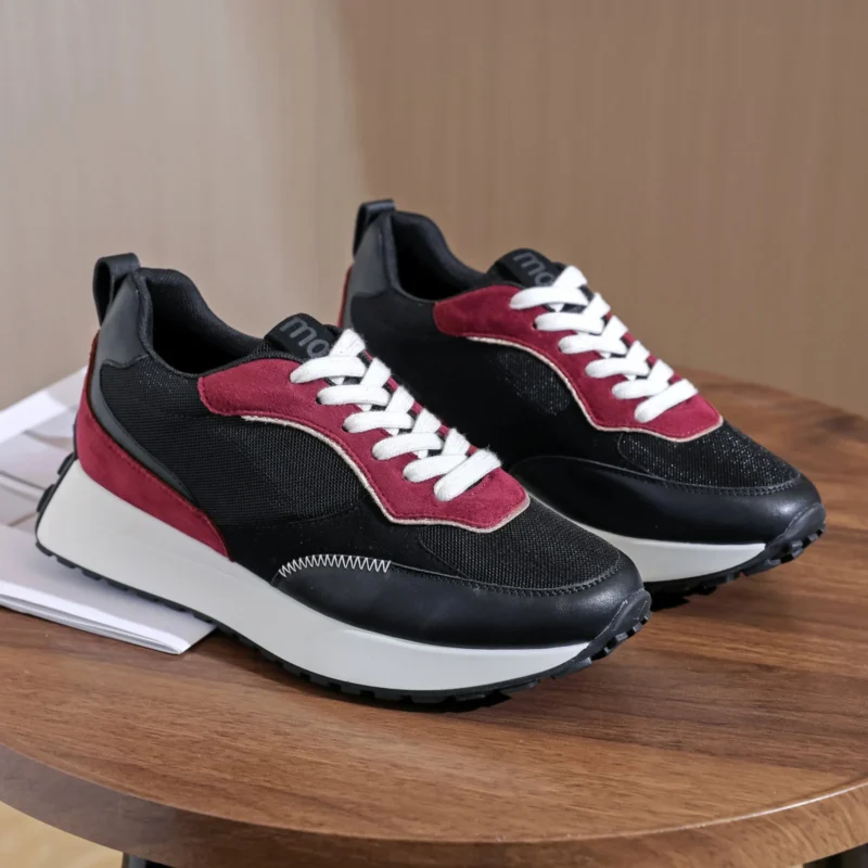 R415- Sneakers Moow tricolore (T36-T41) - noir-bordeaux - 41