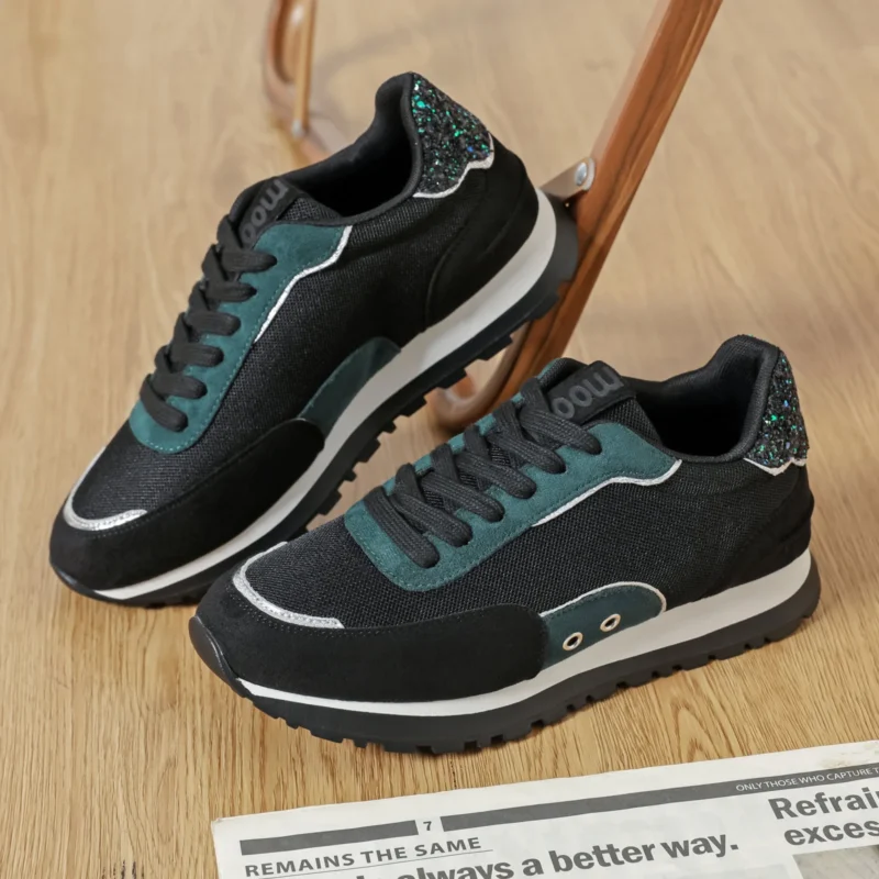 R452- Sneakers Moow tricolore (T36-T41) - vert-sapin-noir - 41