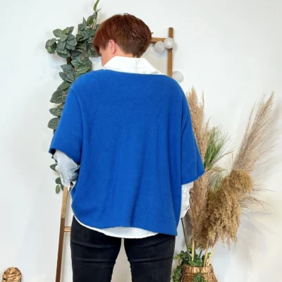 K545- Pull loose Crop-Top (Tu) - bleu-royal - taille-unique